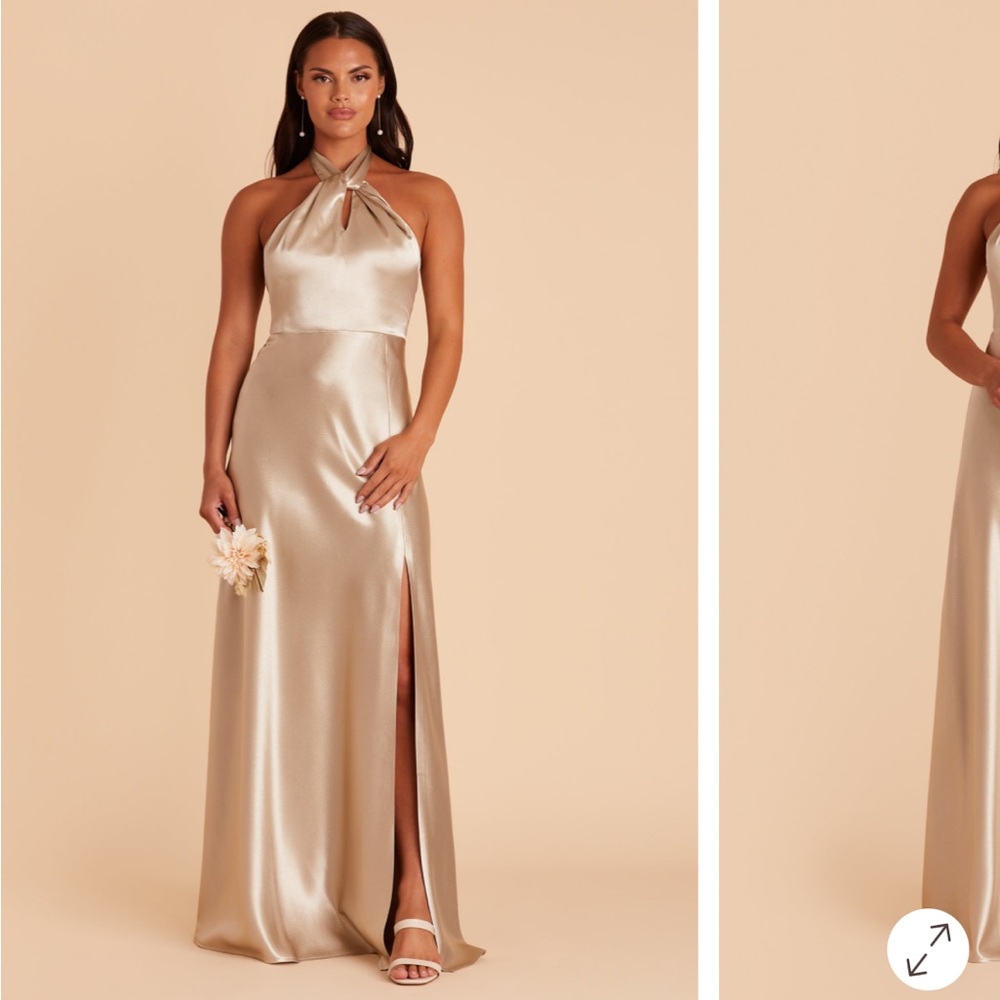 Monica Satin Neutral Champagne Evening Dress